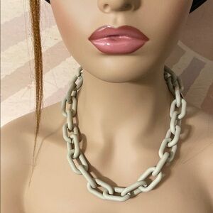 Natasha Khaki Color Chunky Chain Link Necklace Modern Design NWT